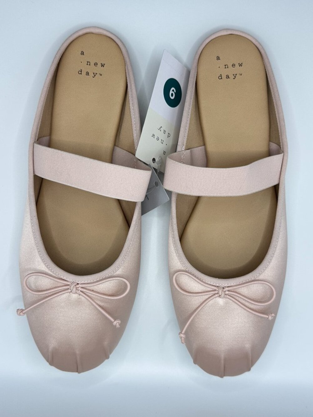 A New Day Pink Satin Ballet Mules Flats Womens Size 9 NWT